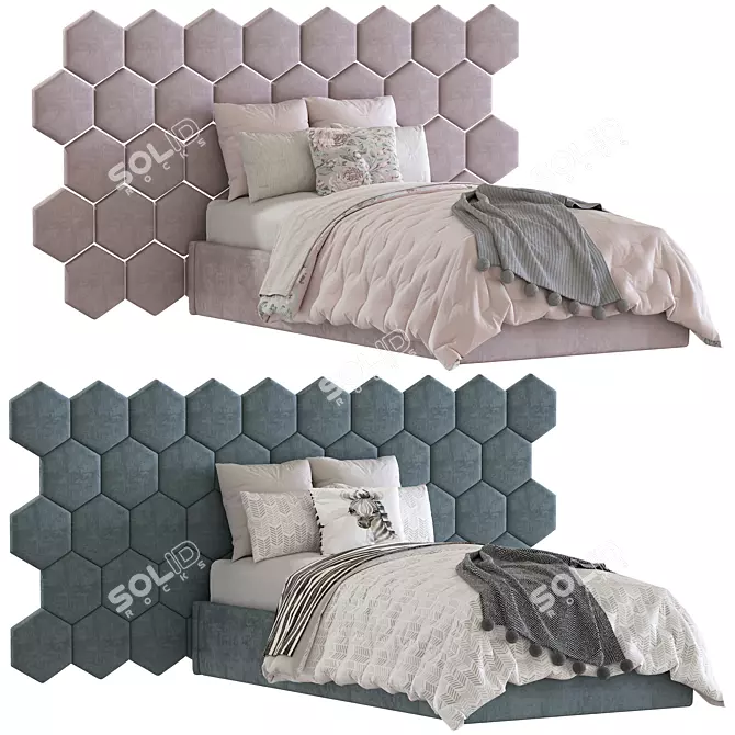 Modern Stylish Bed Set 3D model image 1