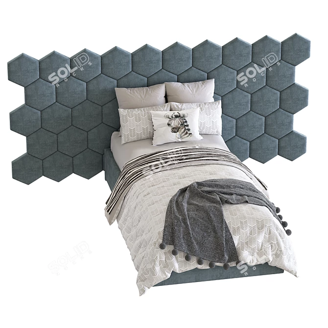Modern Stylish Bed Set 3D model image 3
