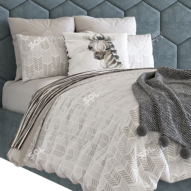 Modern Stylish Bed Set 3D model image 6