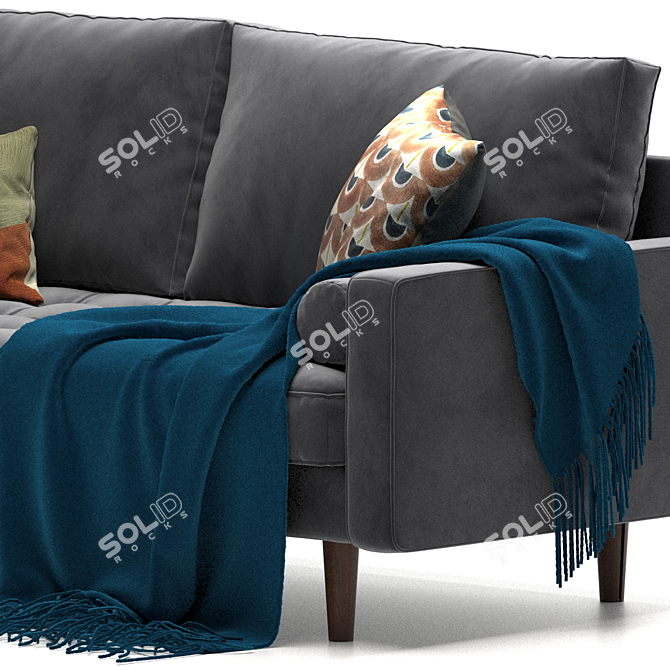 Contemporary Elegance: 72-Inch Velvet Sofa 3D model image 3