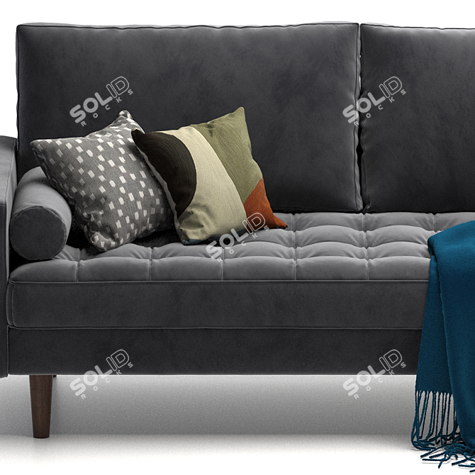 Contemporary Elegance: 72-Inch Velvet Sofa 3D model image 4