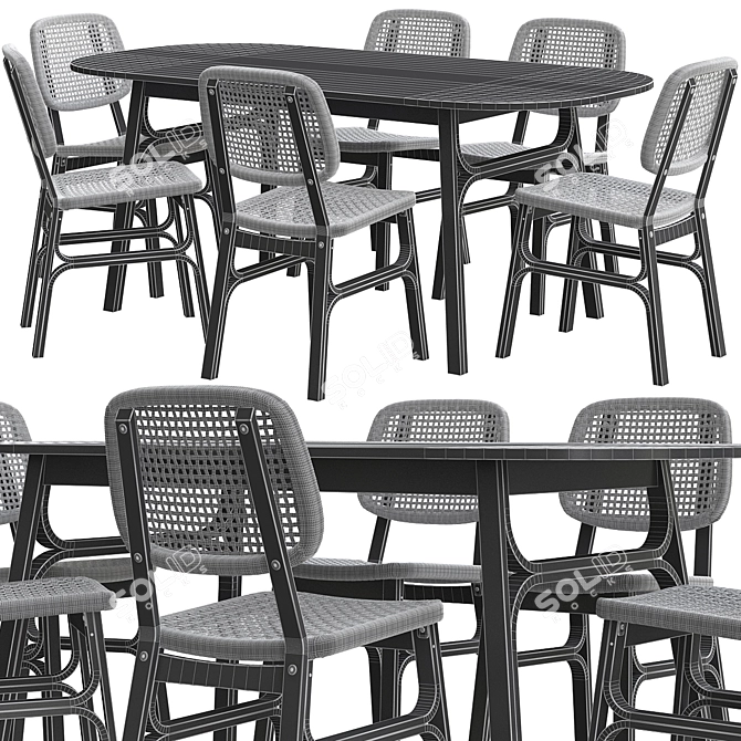 Voxlöv Bamboo Dining Set - 180x90cm 3D model image 3