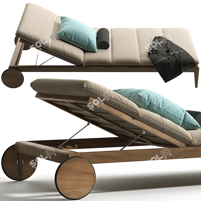 Teak Cruise Sunbed: Stylish and Comfortable 3D model image 5