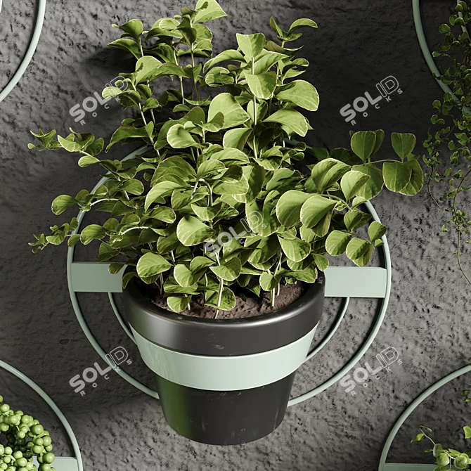 Minimalist Metal Wall Plant Vase 3D model image 4