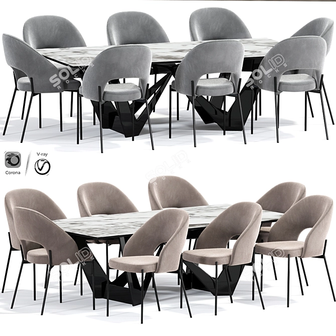Modern Alice Dining Chair 3D model image 1