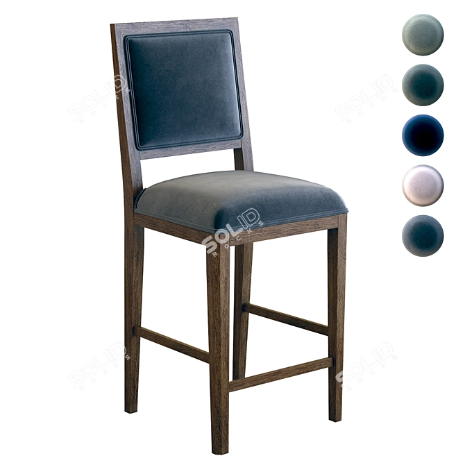 Elegant Hand-Painted Counter Stool 3D model image 1