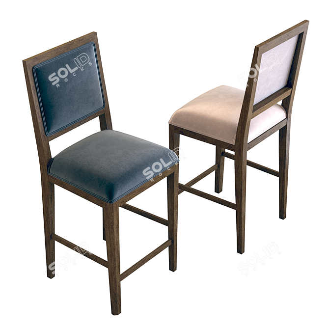 Elegant Hand-Painted Counter Stool 3D model image 3