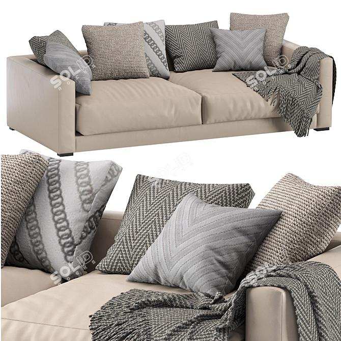 Luxurious Linteloo Mauro Leather Sofa 3D model image 1