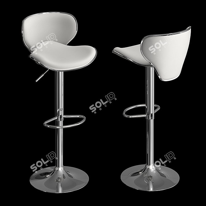 Modern White Leather Bar Stool 3D model image 1