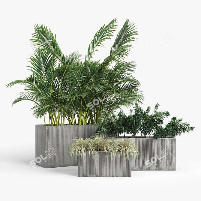 Contemporary Textured Rectangular Planter 3D model image 2