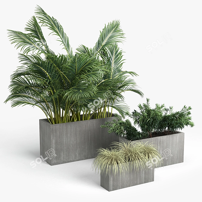 Contemporary Textured Rectangular Planter 3D model image 3