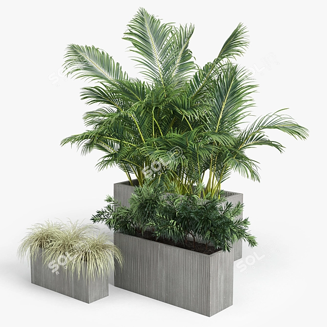 Contemporary Textured Rectangular Planter 3D model image 4