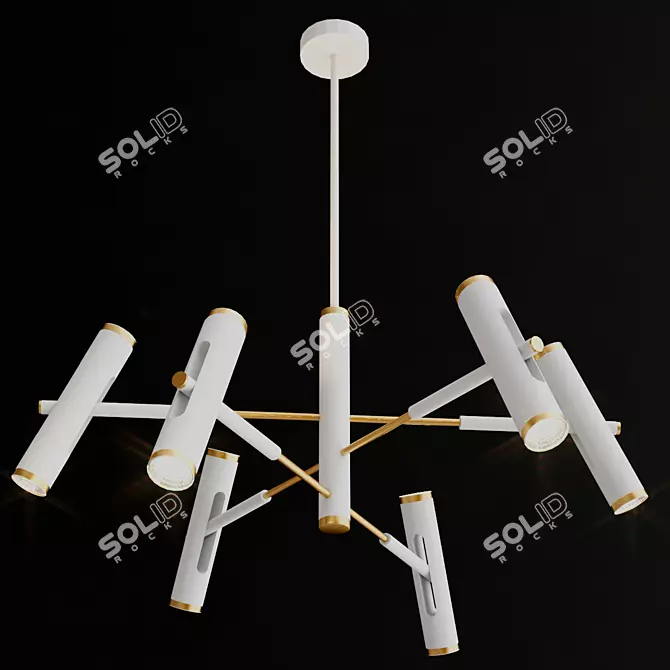 Duplex 12-Light Pendant in White with Gold Trim - Favourite 3D model image 1