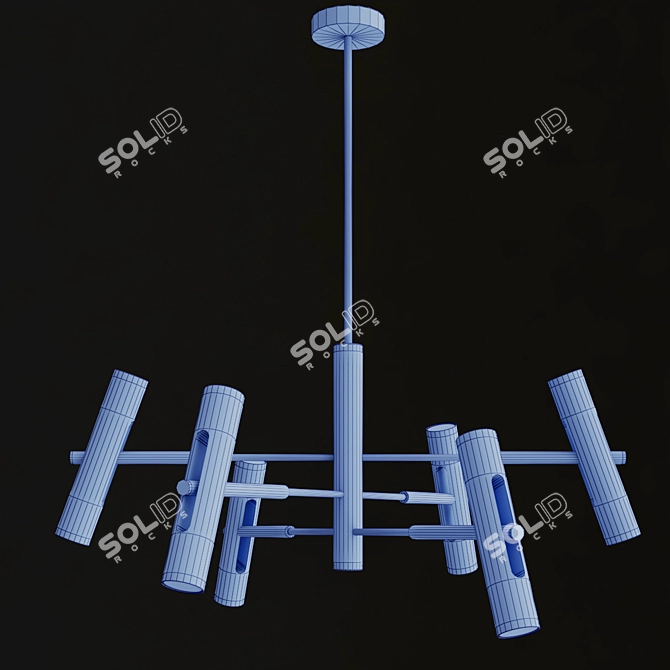 Duplex 12-Light Pendant in White with Gold Trim - Favourite 3D model image 6