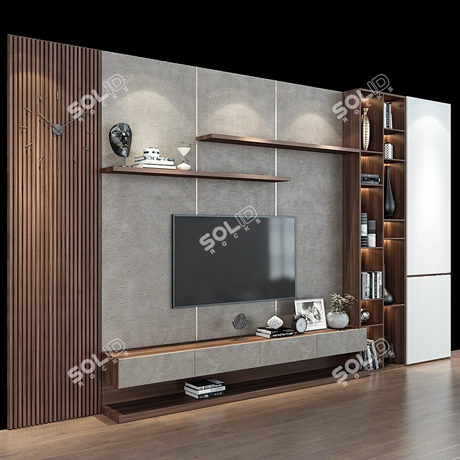 Modern TV Wall Set 209 3D model image 2