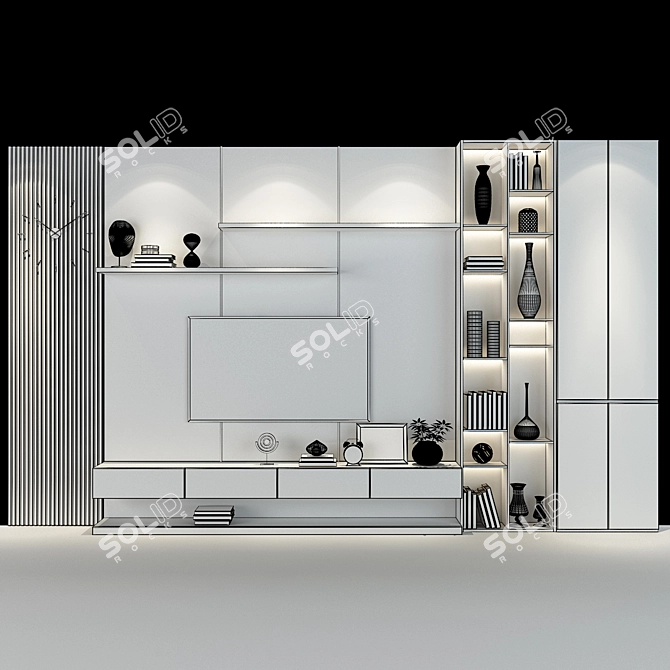 Modern TV Wall Set 209 3D model image 3