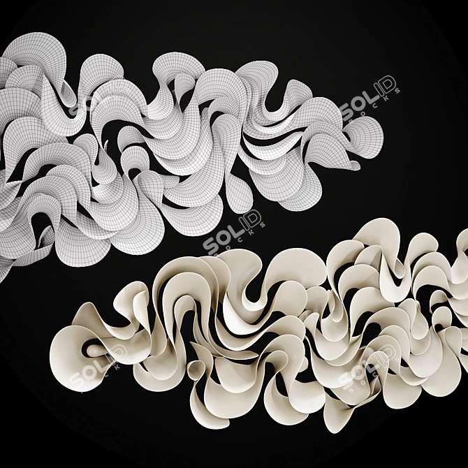 Sculptural Waves Wall Art 3D model image 2