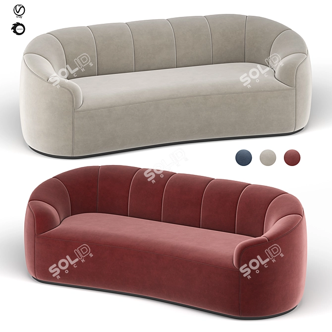 Modern Rouelle Channel Sofa 3D model image 1