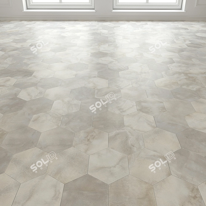 Hexagon Cloud Stone Porcelain Tile 3D model image 3