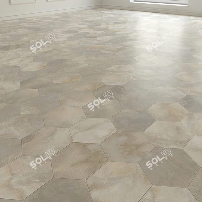 3D Porcelain Stoneware Tile: Big Hexagon Cloud Stone 3D model image 2