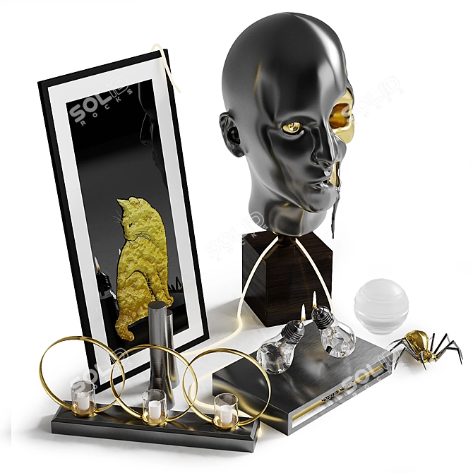 Decorative Collection: Art, Candles, Bust, and More 3D model image 2