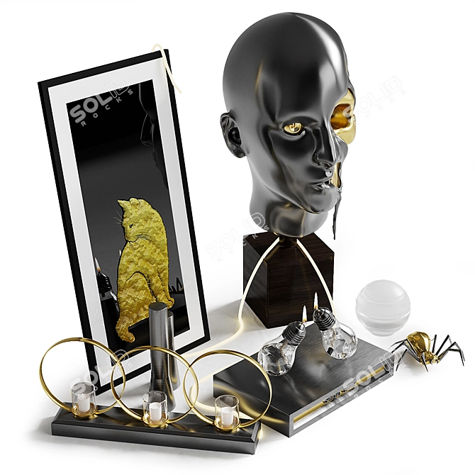 Decorative Collection: Art, Candles, Bust, and More 3D model image 7