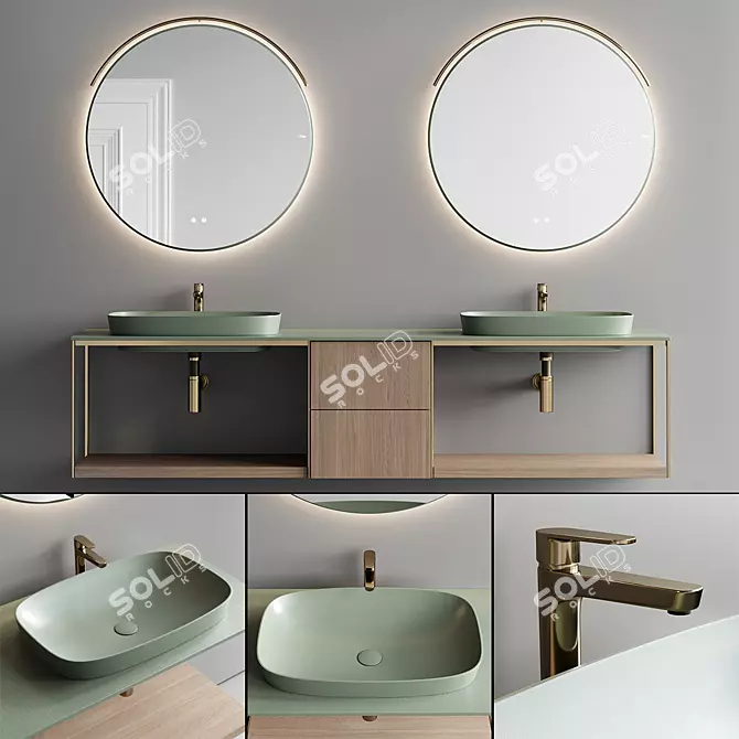 Fiora Sen Double Wall-Mounted Vanity Set 3D model image 1
