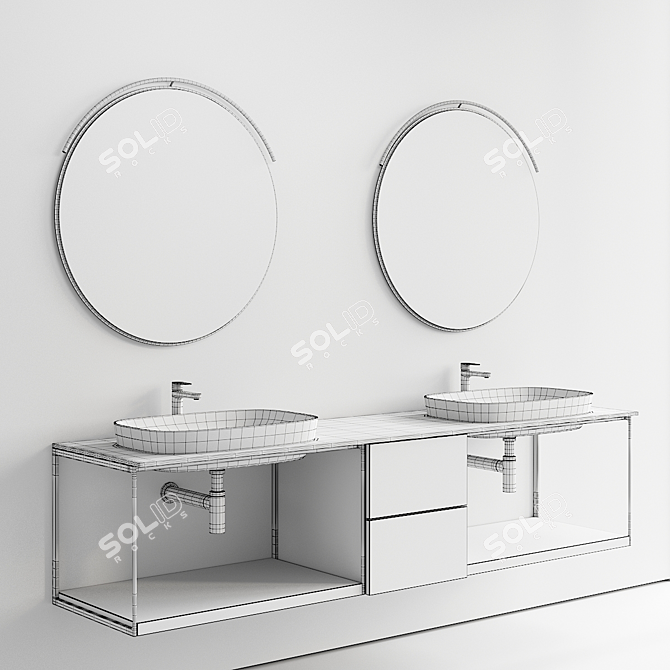 Fiora Sen Double Wall-Mounted Vanity Set 3D model image 5