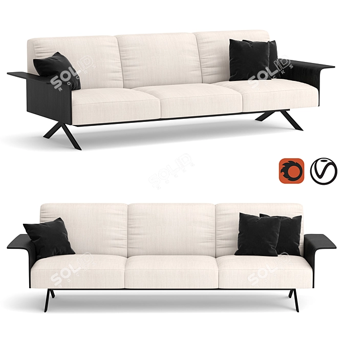 Contemporary Sistema Sofa: Sleek Design 3D model image 1