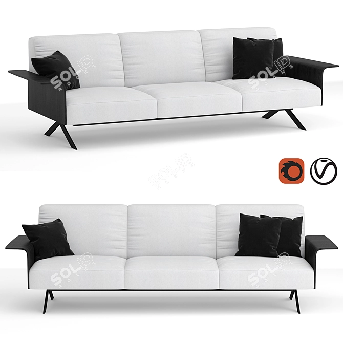 Contemporary Sistema Sofa: Sleek Design 3D model image 7