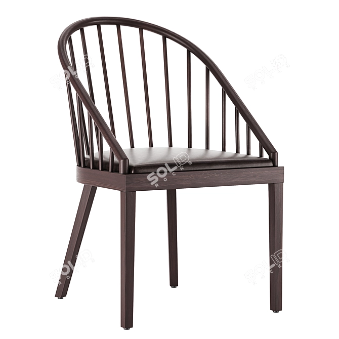 Title: Blackened Wood Dining Chair - Comb Design 3D model image 1