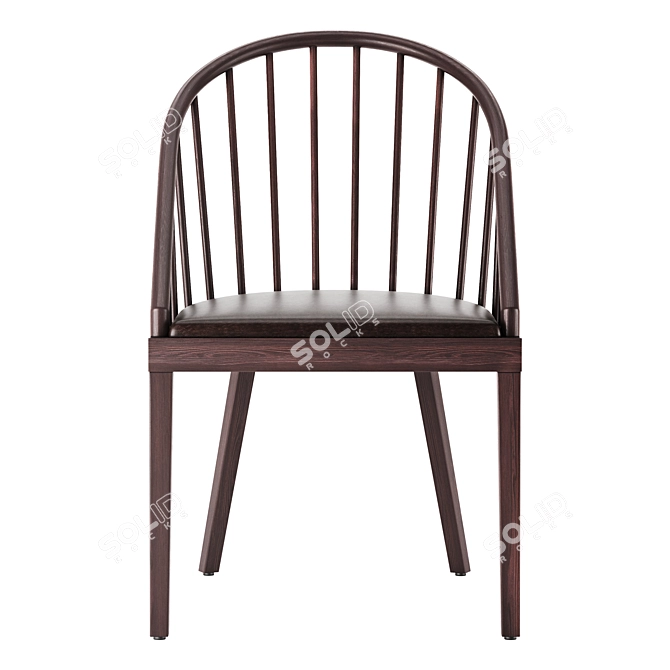 Title: Blackened Wood Dining Chair - Comb Design 3D model image 2