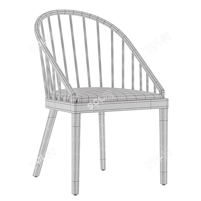 Title: Blackened Wood Dining Chair - Comb Design 3D model image 3