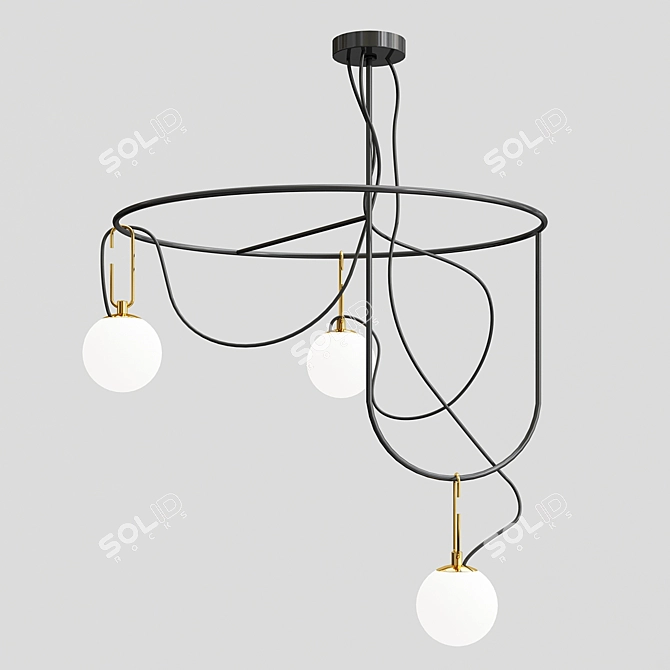 Elegant NH S Cluster Pendant 3D model image 3