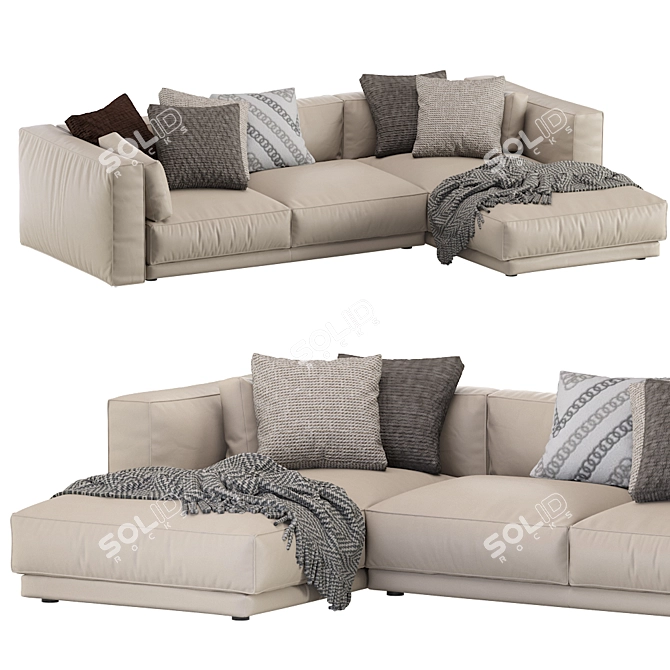 Modern Italian Leather Chaise 3D model image 2