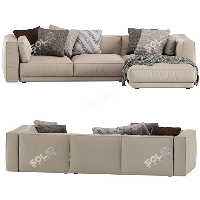 Modern Italian Leather Chaise 3D model image 5