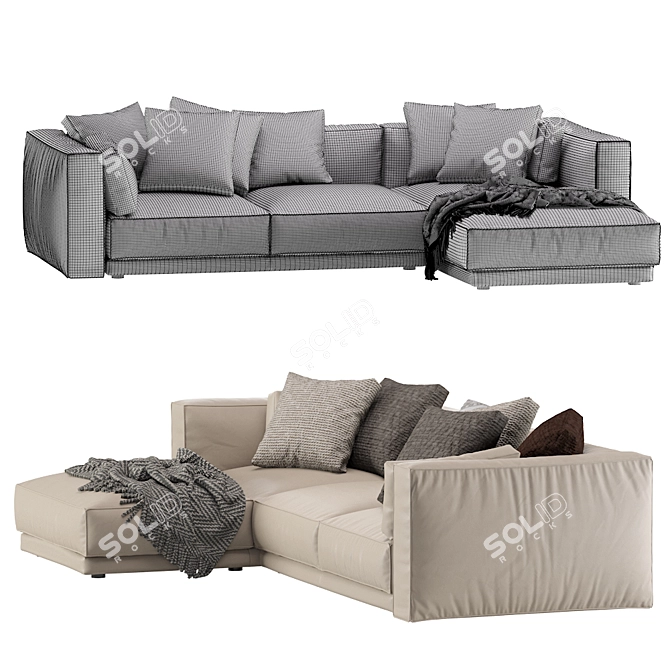 Modern Italian Leather Chaise 3D model image 7