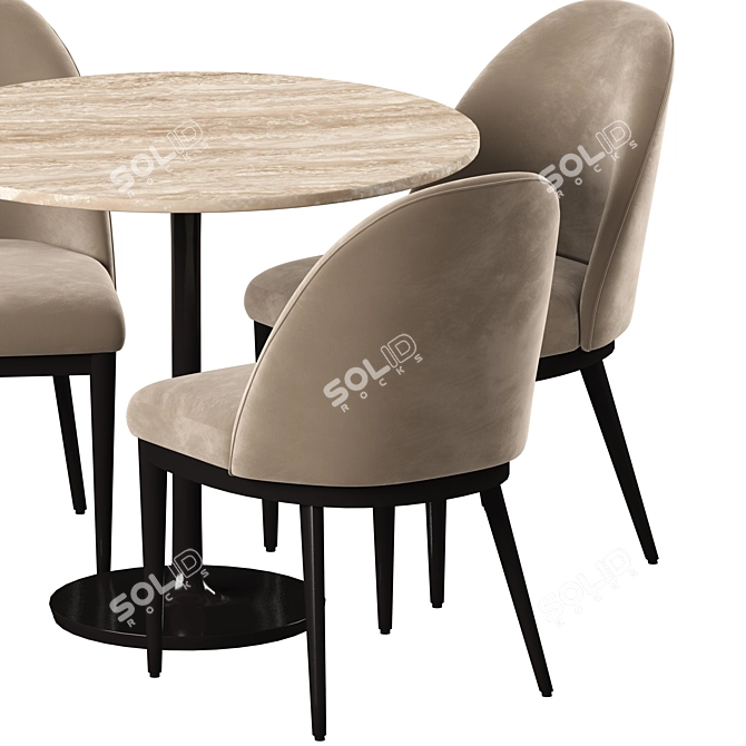 Elegant Navy Dining Chair & Marble Table 3D model image 6