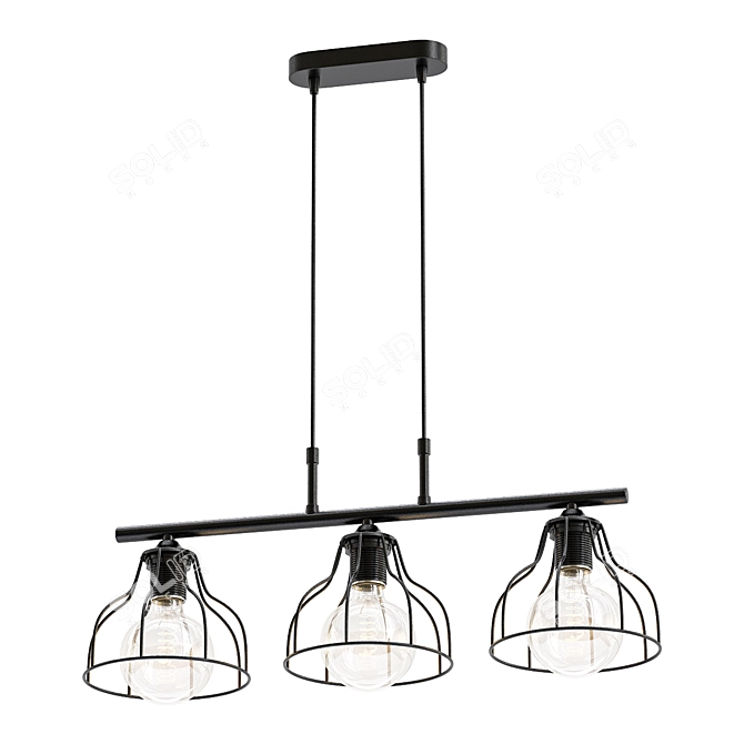 Elegant Black Pendant Chandelier 3D model image 1