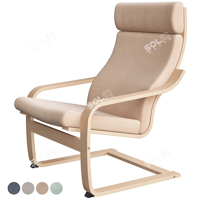 Poäng Birch Armchair: Stylish and Comfortable 3D model image 7