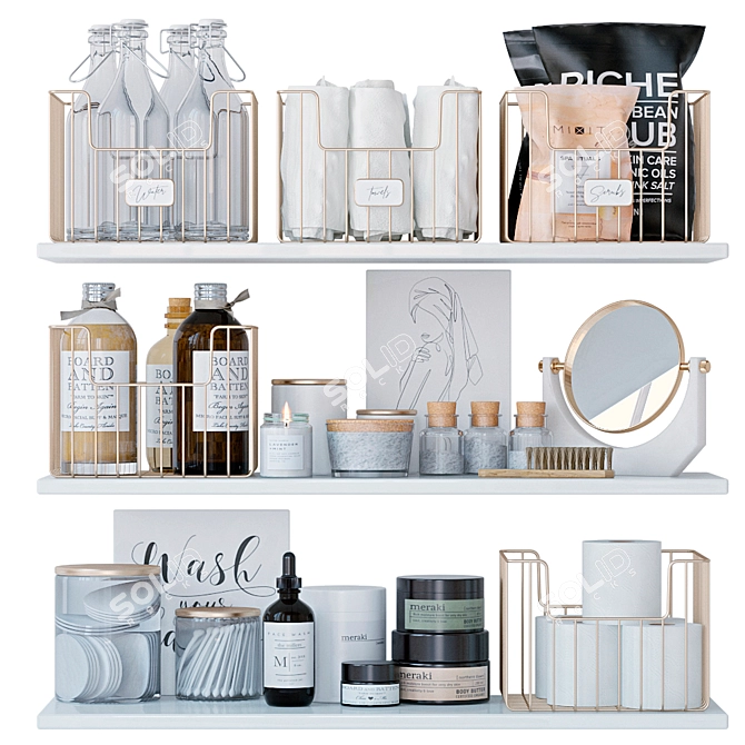 Luxury Bathroom Décor Set 3D model image 1