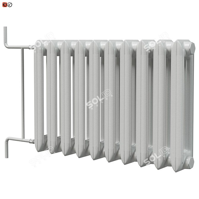 Antique White Cast Iron Radiator 3D model image 1