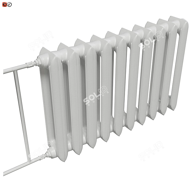 Antique White Cast Iron Radiator 3D model image 2