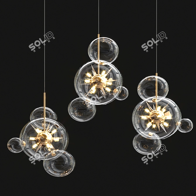 Gilded Spikes Glass Chandelier 3D model image 1