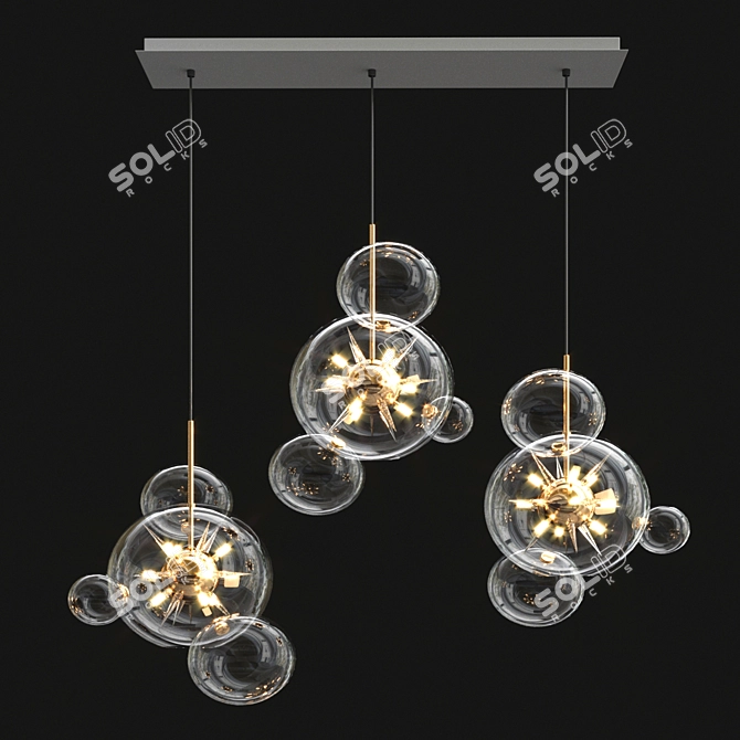 Gilded Spikes Glass Chandelier 3D model image 2