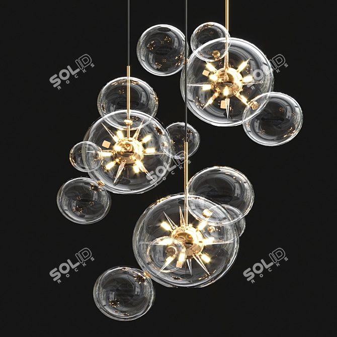 Bubble Spikes Gold Chandelier 3D model image 1