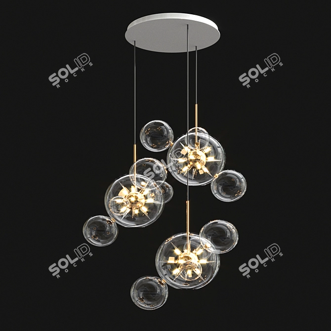 Bubble Spikes Gold Chandelier 3D model image 2