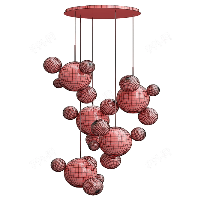 Spiked Bubble Glass Chandelier 3D model image 4