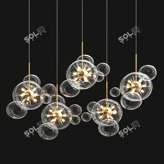 Title: Spiked Glass Bubble Chandelier 3D model image 1