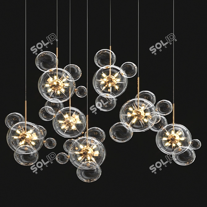 Golden Spike Glass Chandelier 3D model image 1